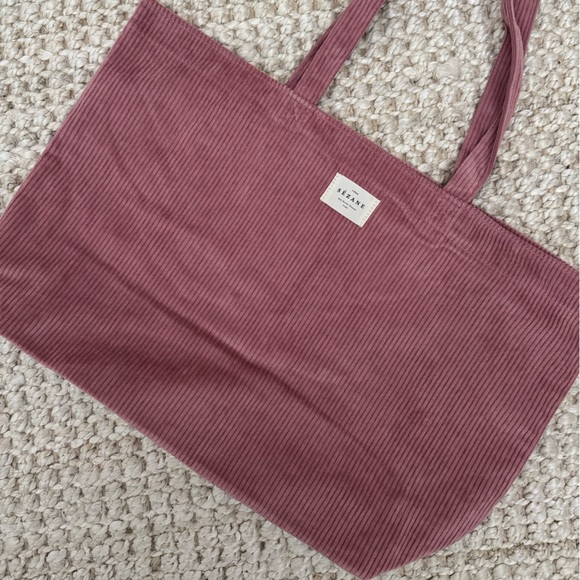 NWOT Sézane Pink Corduroy Tote Bag - Picture 3 of 5